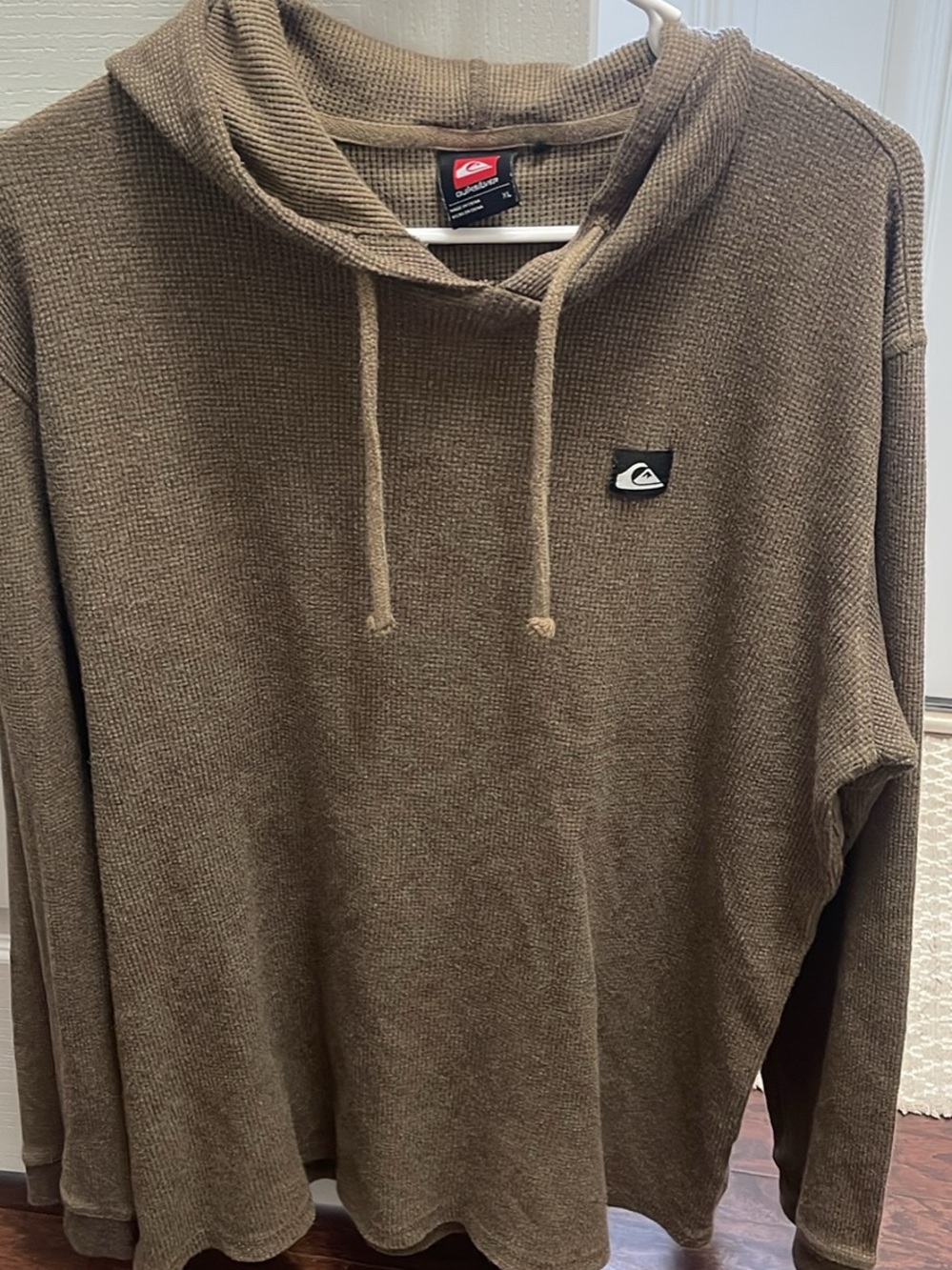 Quiksilver Olive Brown Waffle-Knit Hoodie